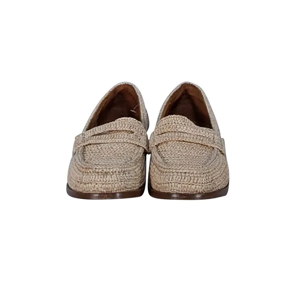 Sezane - Beige Raffia Slip On Loafers Sz 9